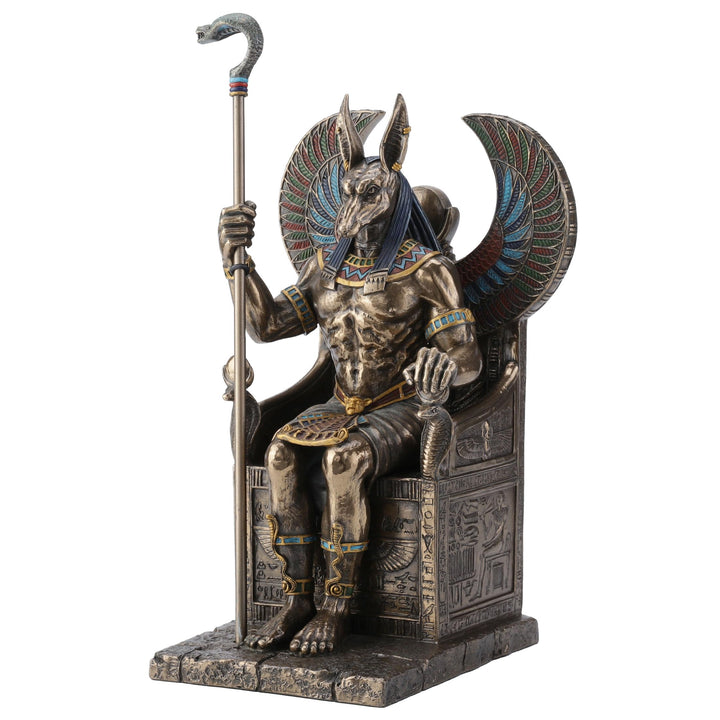 Bronze beendet Ägyptischer Gott Anubis auf Thron Statue, Bronze