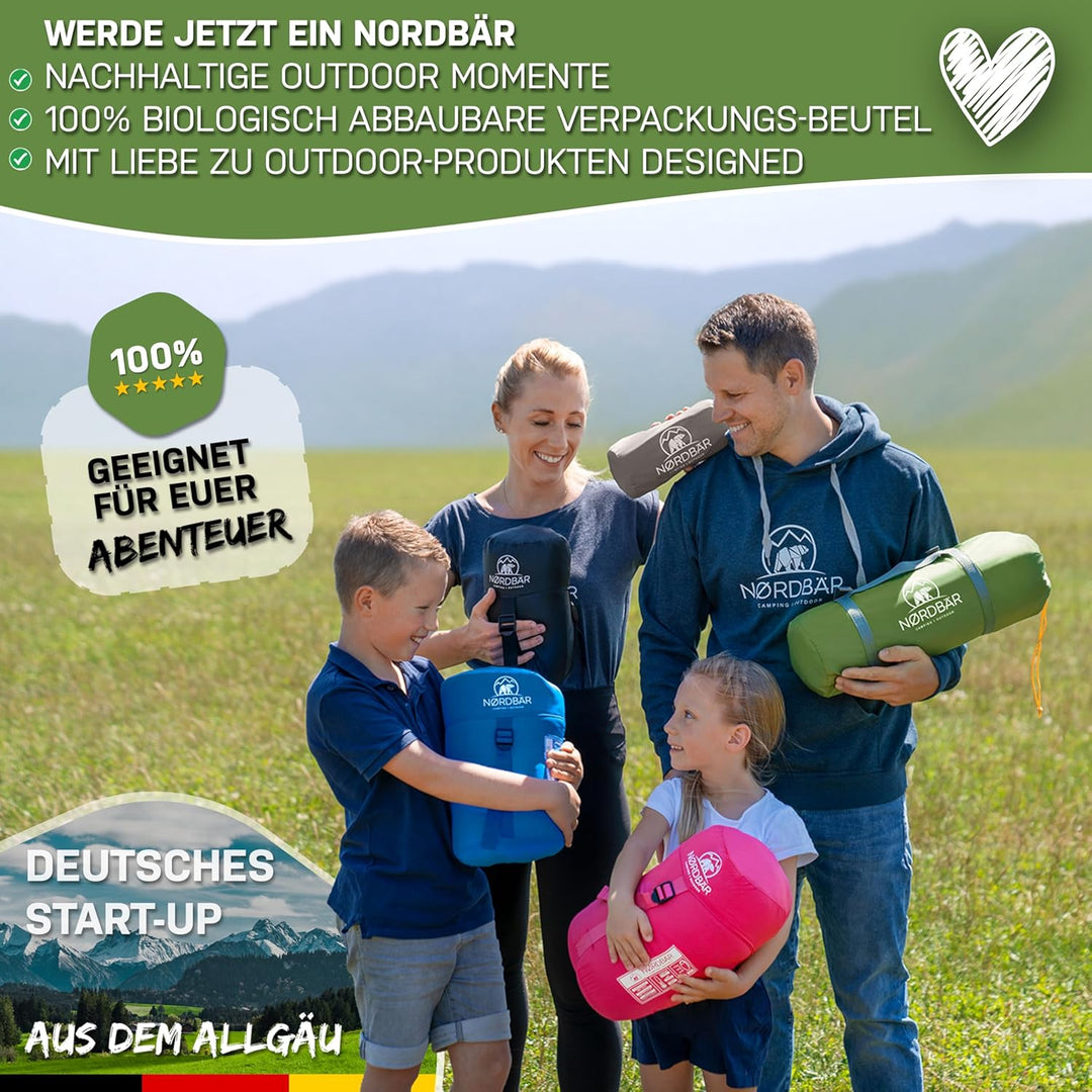 NORDBÄR® Schlafsack 3 Jahreszeiten & Sommer Ultraleicht [750g/1500g] | Camping Mumienschlafsack | kl