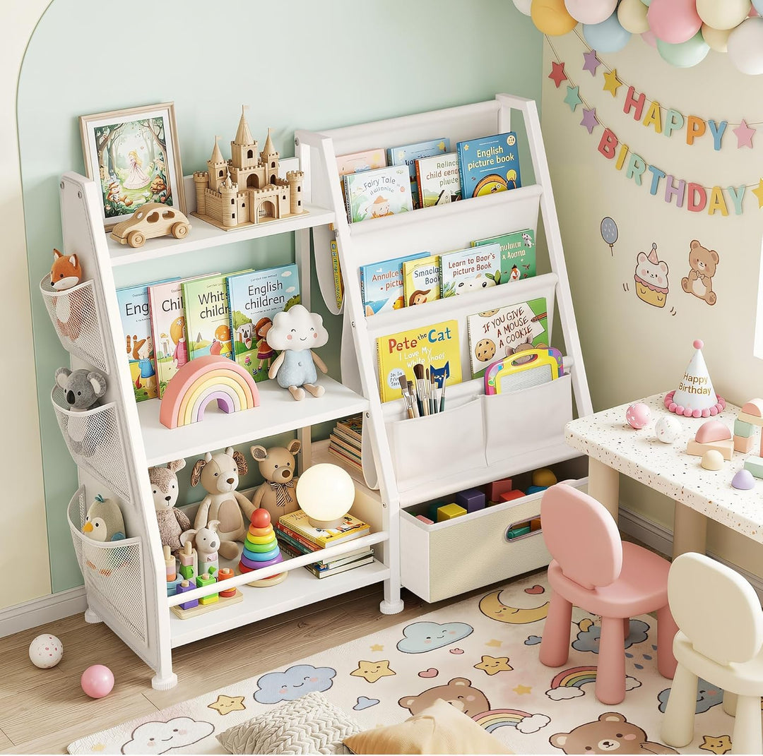 Kinderregal Kinderzimmer Weiss Offenen Aufbewahrungsregal: Kinder Bücherregal mit 3 Offenen Fächer -