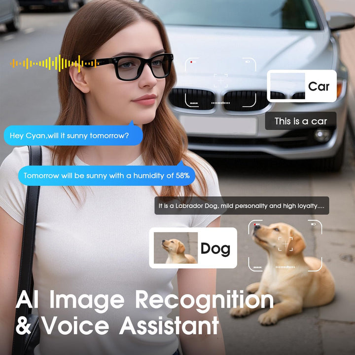 AI Smart Glasses 4K HD-Kamera, 290 mAh, 800 W Kamera-Brille mit Videoaufzeichnung, Simultanübersetzu