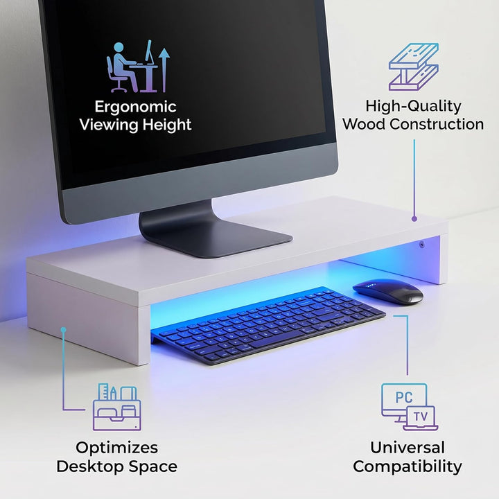 Ejoyous Holz Monitorständer Monitor Riser Ständer, 1 Tier PC Laptop Notebook Ständer Regal Rutschfes