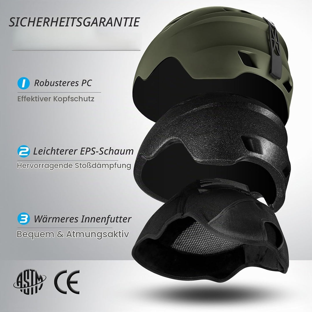 Odoland Erwachsene Skihelm Skihelm mit Visier, Leichter Race-Helm mit Helmvisier für Männer und Frau