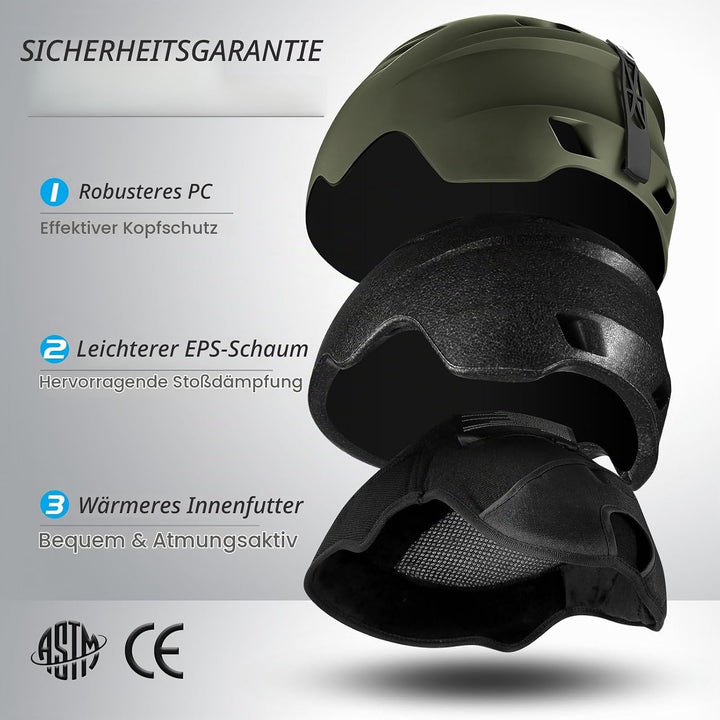 Odoland Erwachsene Skihelm Skihelm mit Visier, Leichter Race-Helm mit Helmvisier für Männer und Frau