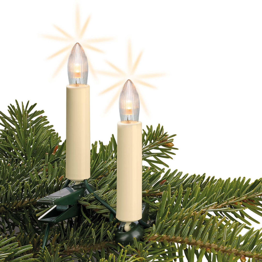 hellum Lichterkette Made-in-Germany Weihnachtsbaum, Kerzen Lichterkette innen mit Clip, 15 BS warm-w
