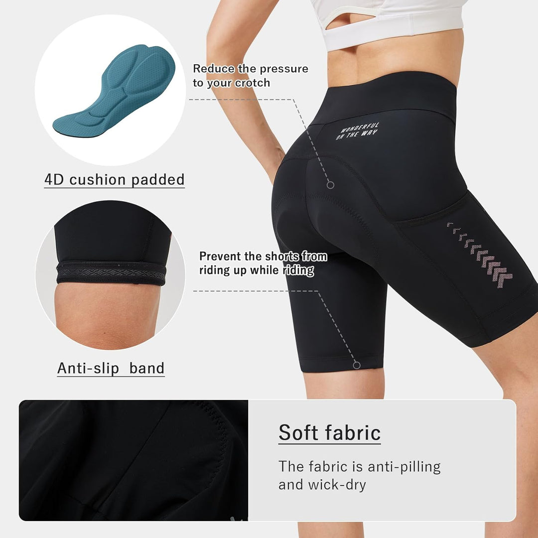 Santic Fahrradhose Damen Gepolstert Kurz Radlerhose Gepolstert Schnelltrockende mit Sitzpolster 3D b