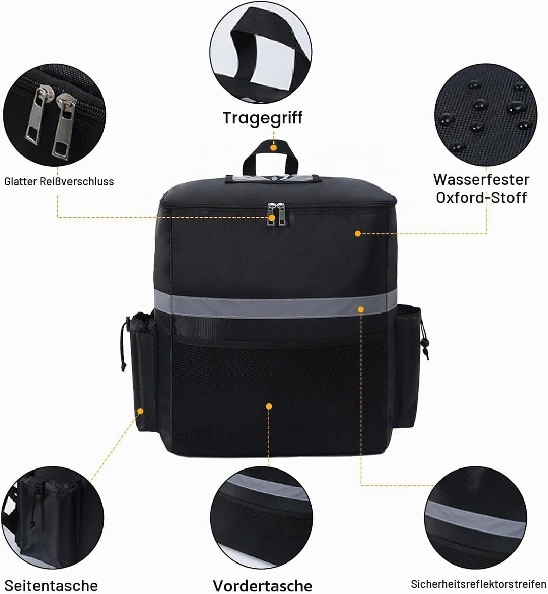 SOONHUA Thermo-Rucksack, isolierte Lebensmittellieferungstasche, 35 l grosses Fassungsvermögen, Lebe