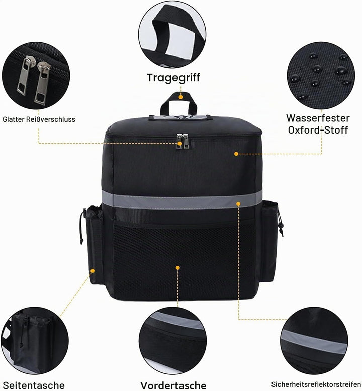 SOONHUA Thermo-Rucksack, isolierte Lebensmittellieferungstasche, 35 l grosses Fassungsvermögen, Lebe