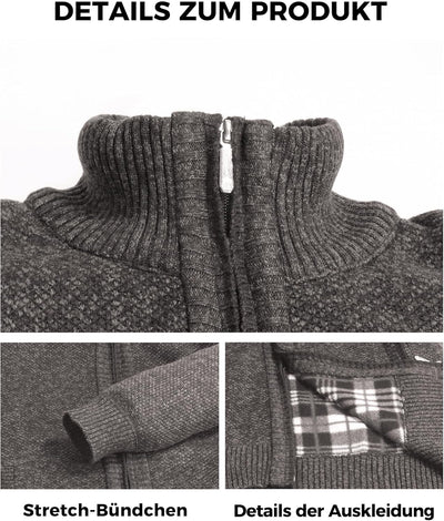 GLESTORE Strickjacken für Herren Strickjacke Cardigan Trachtenjacke Herren Fleecejacke Winter Herren