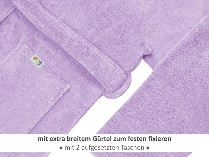 Emily´s Check Kuschelfleece Therapie Bademantel mit Kapuze und Innentaschen 1582.2293 L flieder, L f