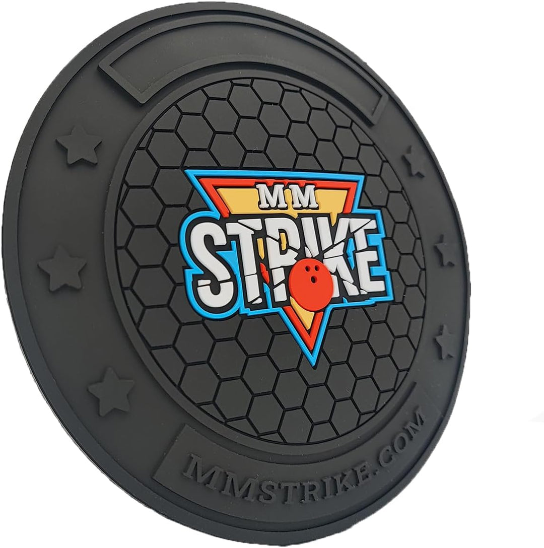MMSTRIKE 2x Bowling Shammy Leather Pad+Black GripFlex Rubber Base Disc-Hook & Loop System.Oil Remova