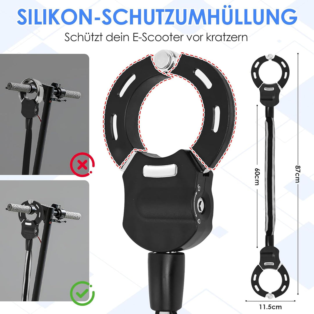 E Scooter Schloss, Schloss für E Scooter mit Silikonschutz Gegen Kratzer, Diebstahlschutz Handschell