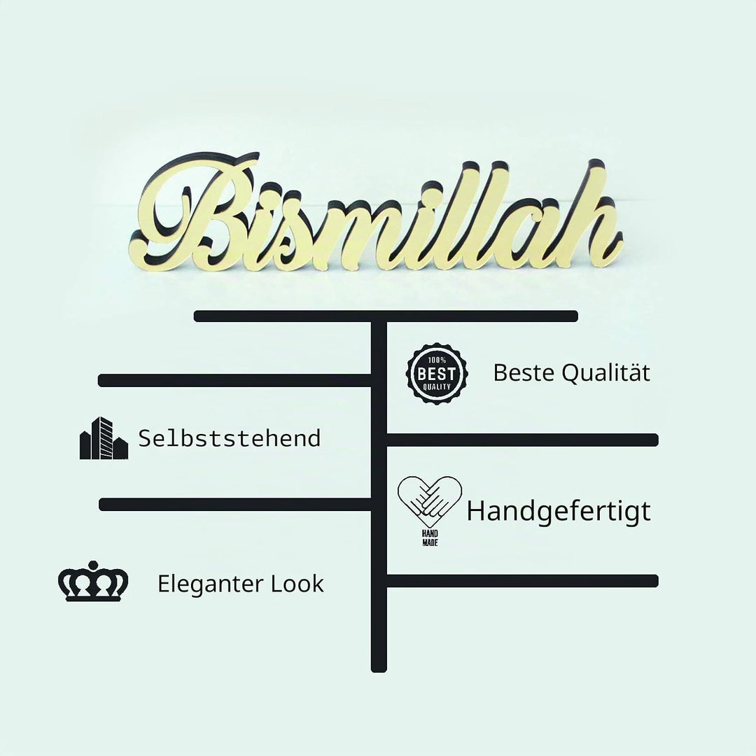 iwa concept Bismillah Gold | Heimdekoration oder islamische Dekoration für Tisch oder Regale | Heimd