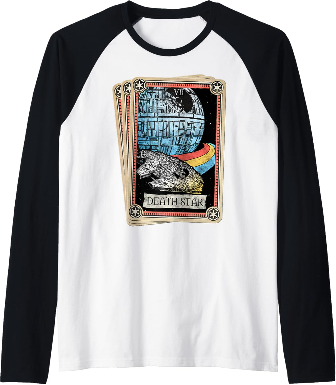 Star Wars Death Star & Millennium Falcon Tarot Card Raglan