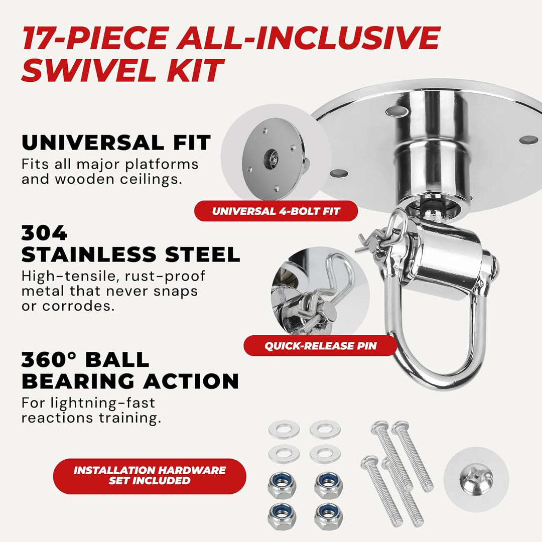 Speed Bag Swivels - Stainless Steel Speedbag Swivel - Boxing Swivel with 360° Ball Bearing - Complet