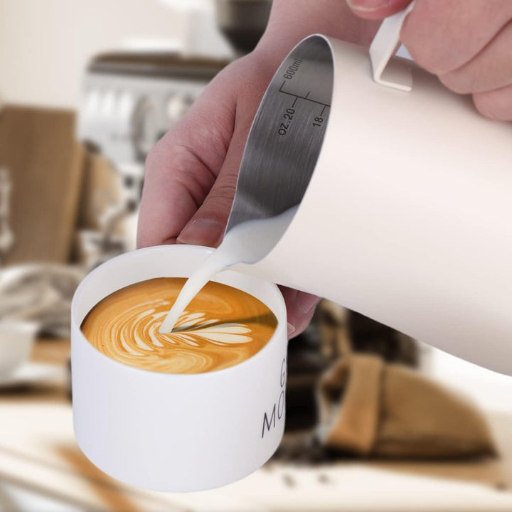 ALXBSONE Milchaufschäumkrug, 600 ml, verdickter 304 Edelstahl, Kaffee ziehen Tasse Milch schäumende