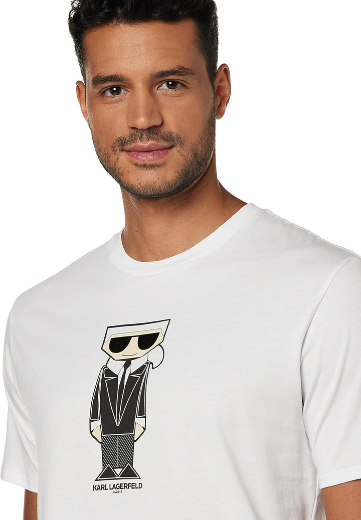 KARL LAGERFELD Herren T-Shirt, Kocktail Karl, Short Sleeve Crew Neck Men’s Shirt T-Shirt S Weiss/Opu