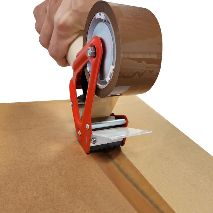KLEBESHOP24 Packbandabroller bis 50 mm Breite | Mit langlebigem Messer, ergonomischem Griff und eins