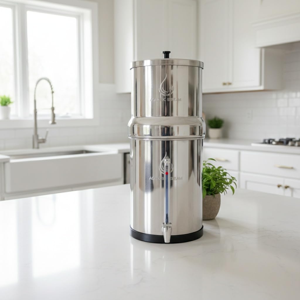 8,5L Gravity Filtration System | Coldstream FTO+ Filter + 7" Edelstahl WaterView + Ständer