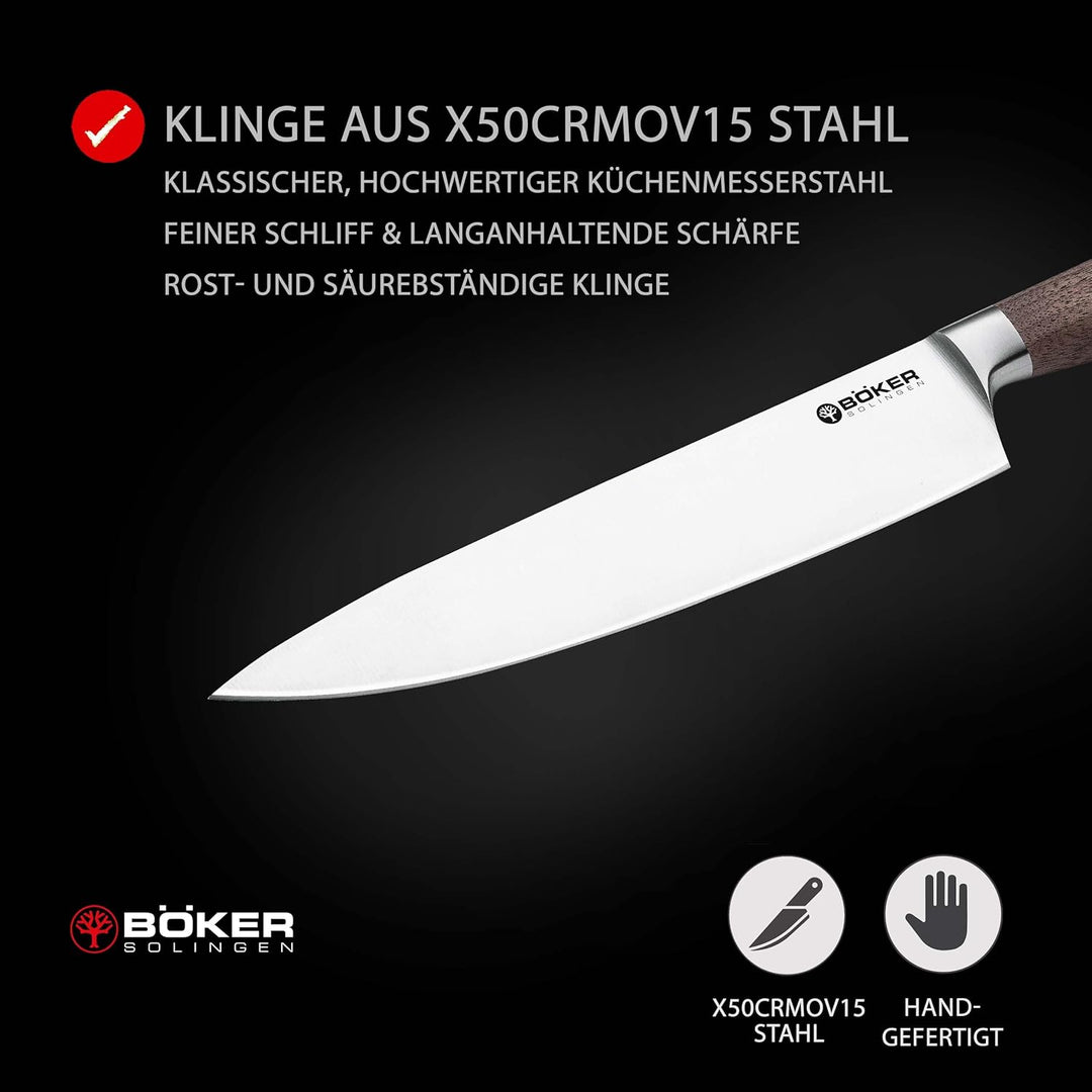 BÖKER SOLINGEN® Core Küchenmesser - Profi Chef-Messer mit extrem scharfer, geschmiedeter Klinge in G