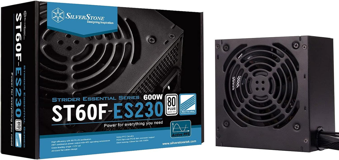 Silverstone SST-ST60F-ES230 - Strider Essential Serie, 600W 80 Plus 230V EU ATX flüsterleises PC-Net