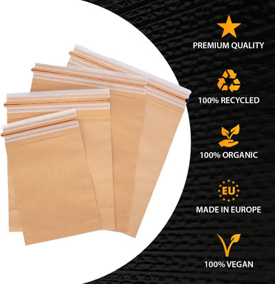 100 Versandbeutel aus Kraftpapier 120 g/m² wiederverschliessbar 38 x 44 cm | Grösse und Stückzahl wä