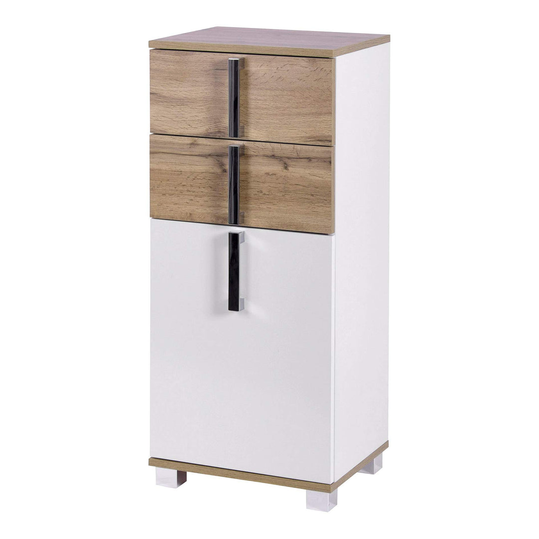 Schildmeyer Seitenschrank Luca 135869, weiss glanz/Eiche Landhaus Dekor, 40,3/32,0/94,8 cm Weiss Gla