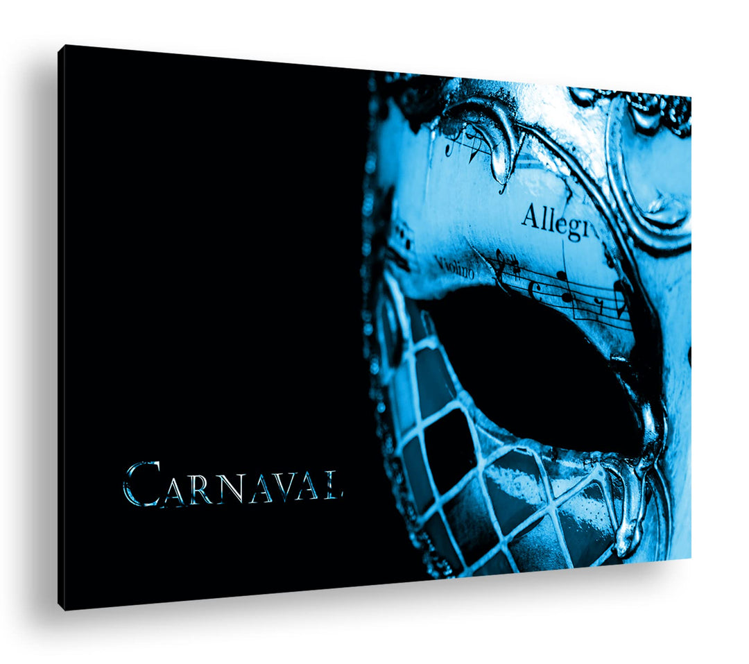 deyoli Dark Karnevals Maske Format: 80x60 Effekt: Monocrome Blau als Leinwand, Motiv fertig gerahmt