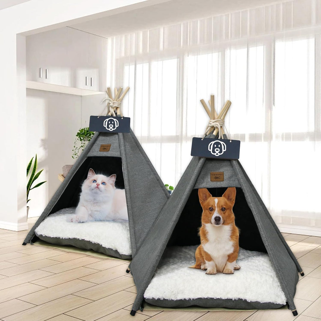 Tipi Zelt fur Katzen und Hunde Haustierzelte Häuser mit Plüschkissen Luxery Hundezelt Katzenzelt Abn
