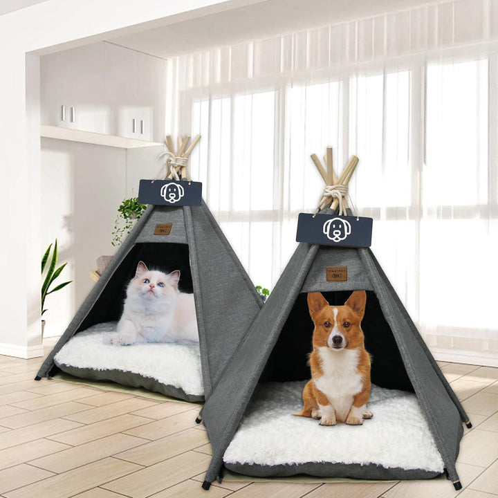 Tipi Zelt fur Katzen und Hunde Haustierzelte Häuser mit Plüschkissen Luxery Hundezelt Katzenzelt Abn