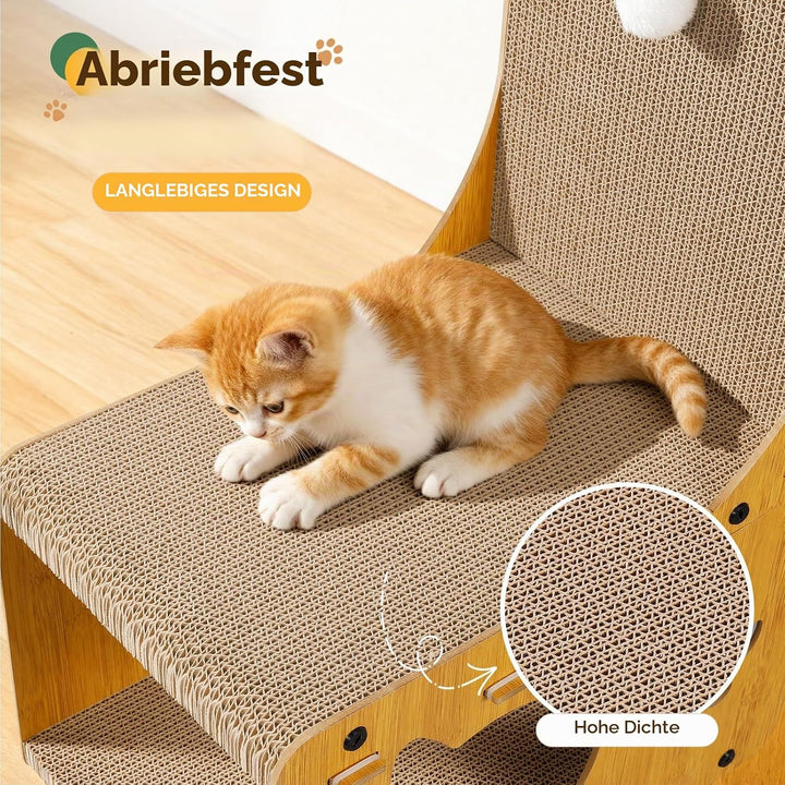Gimars Katzen Kratzbrett, L förmige Kratzbrett für Katzen, Kratzpappe für Katzen mit Spielbällen und