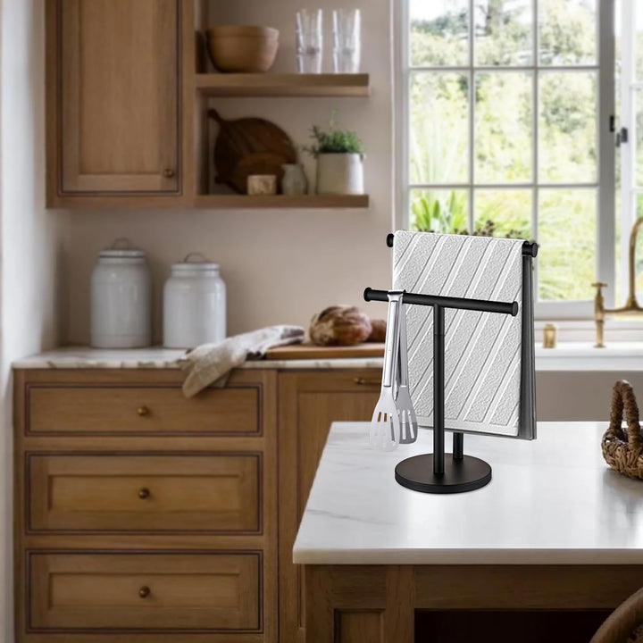 Hand Tower Holder Stand, Bodenstehende T-förmige Doppelschicht Handtuch SUS304 Edelstahl Badezimmer