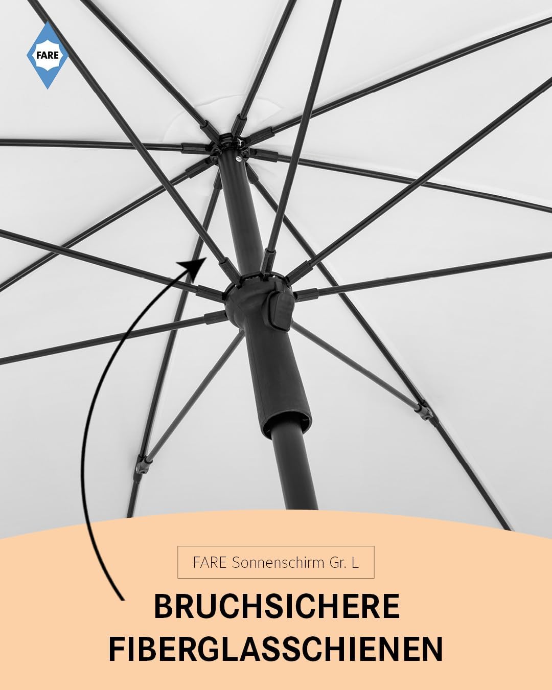 FARE Sonnenschirm Gr. L - 200 cm Durchmesser - UV-Schutz 50+ für Balkon Garten Terrasse Sommer - Tit