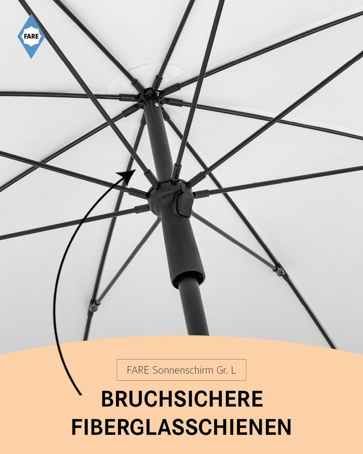 FARE Sonnenschirm Gr. L - 200 cm Durchmesser - UV-Schutz 50+ für Balkon Garten Terrasse Sommer - Tit