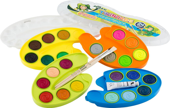 JOLLY TwinTabs Deckfarbkasten, 24 Deckfarben, Malpalettenfunktion durch Click-Technik 24 Farben, 24