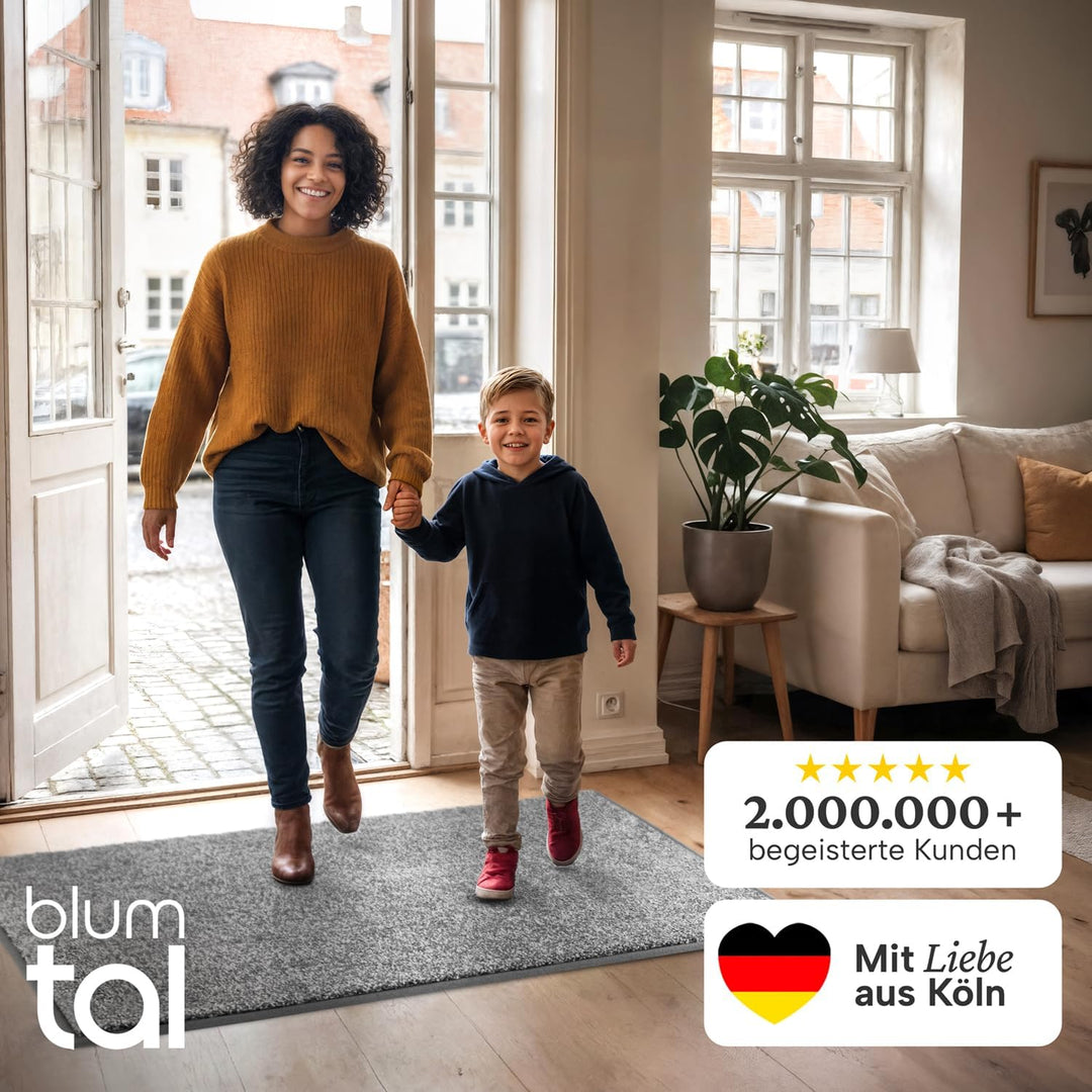 Blumtal Fussmatte 60x90 cm - Mikrofaser schmutzfangmatte 60x90 mit wasserdichter TPR-Rückseite - rut