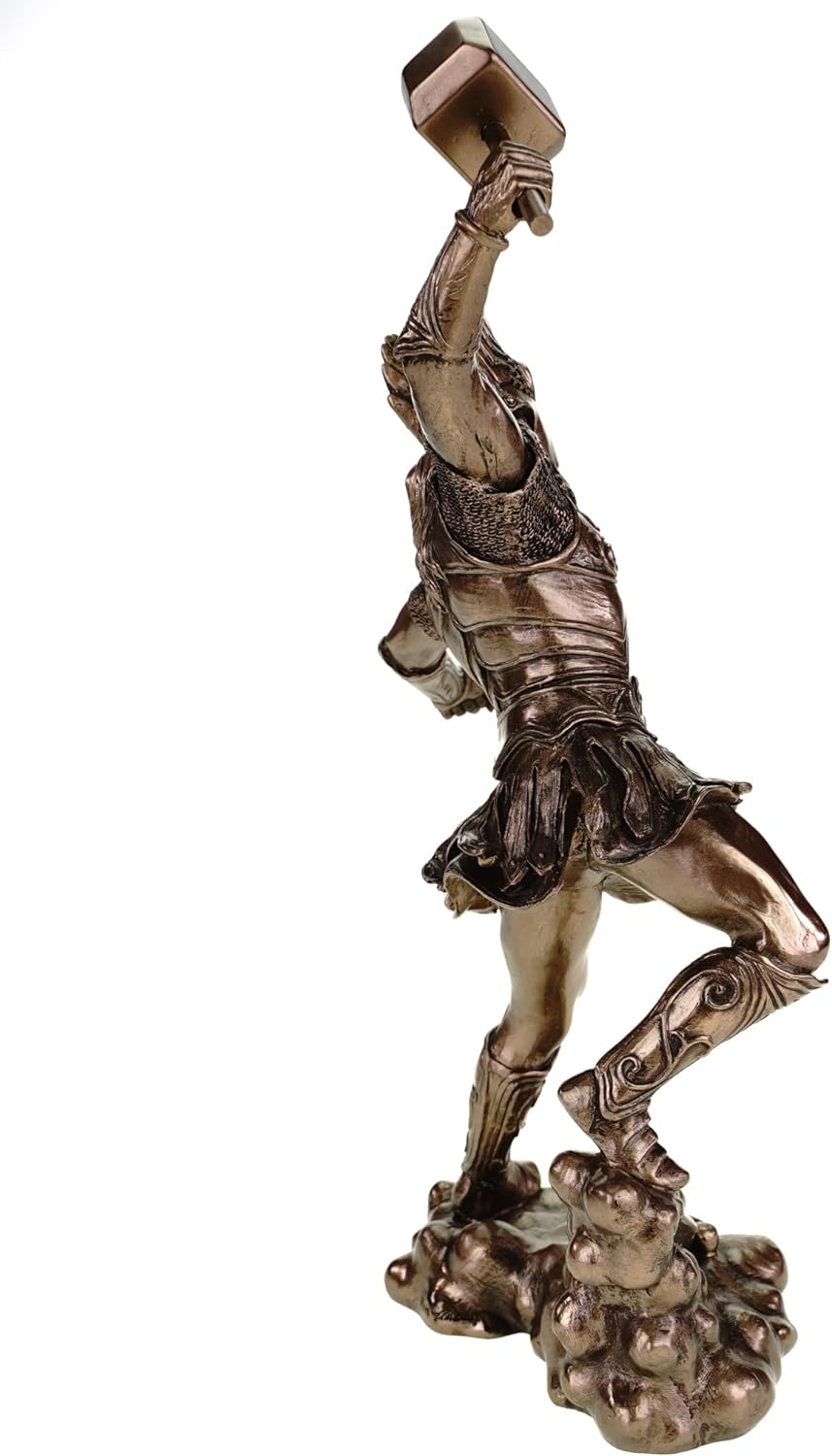Nordischer Donnergott Thor in Rüstung Gott Figur bronziert Odin Skulptur by Veronese