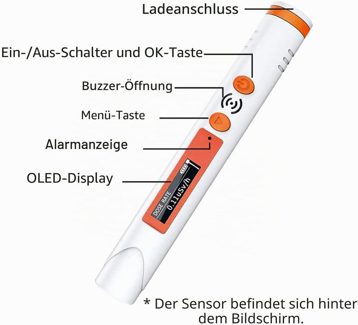 Eujgoov Verbesserter Geigerzähler-Personendosimeter Hochempfindlicher Kernstrahlungsdetektor Tragbar