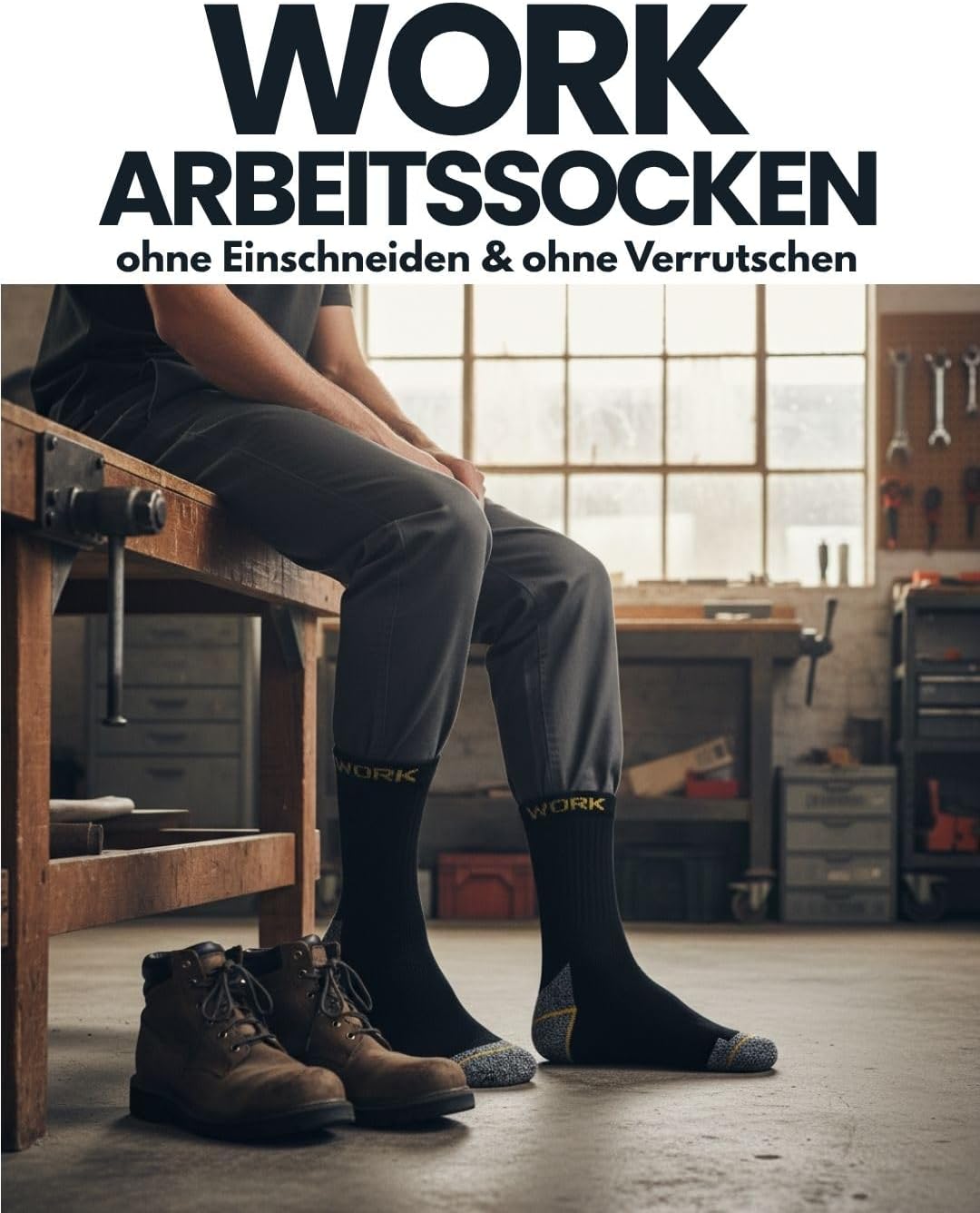 Herren Arbeitssocken (10 oder 20 Paar) WORK Socken Baumwolle 39-42 10 Paar | Schwarz/Grau Meliert, 3