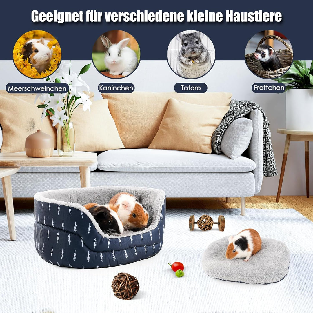 ONEJU Meerschweinchenbett, Meerschweinchen Oval Cuddler, Kaninchenbett, Bunny Bed, Meerschweinchenkä