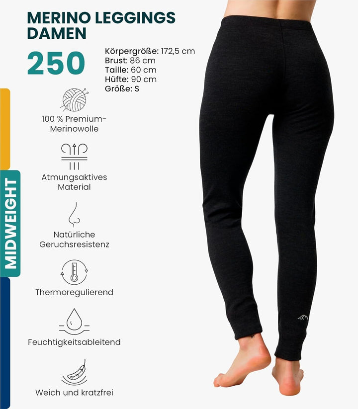 Merinowolle Thermounterwäsche Damen - Merino Unterhose Damen Merino Leggings + Wollsocken .250 Anthr