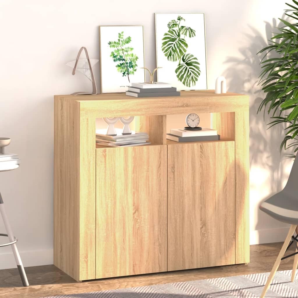 SKM Sideboard mit LED-Leuchten Sonoma-Eiche 80x35x75 cm, Weight: 28.65 kg, 804331