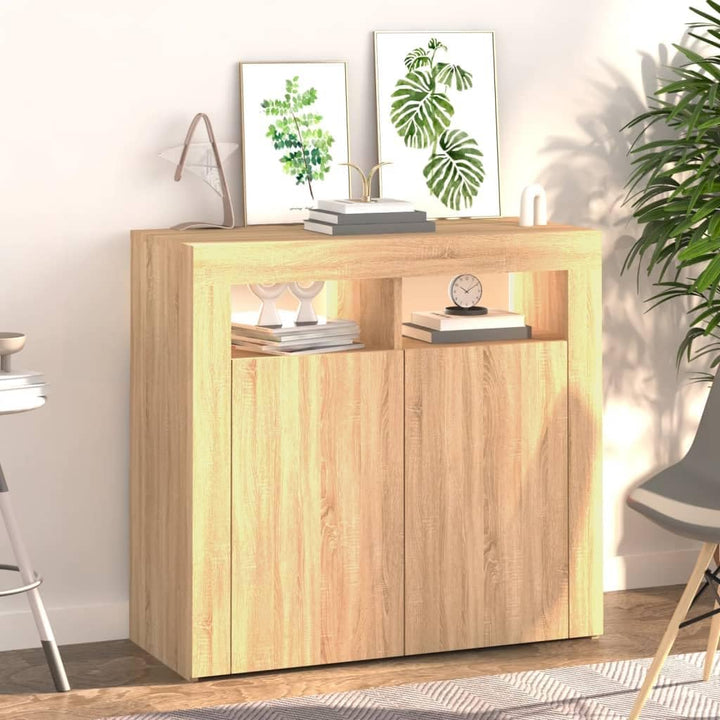 SKM Sideboard mit LED-Leuchten Sonoma-Eiche 80x35x75 cm, Weight: 28.65 kg, 804331
