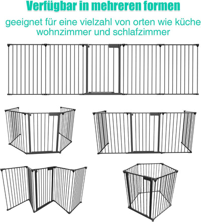 Randaco Kaminschutzgitter mit Tür 310cm,Baby Absperrgitter Metall Ofenschutzgitter Kamingitter,Tiers