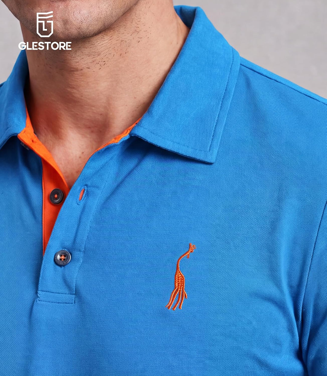 GLESTORE Poloshirt Herren Männer Hemd Herren Kurzarm Shirt Sommer L Blau&amp;orange, L Blau&amp;orange