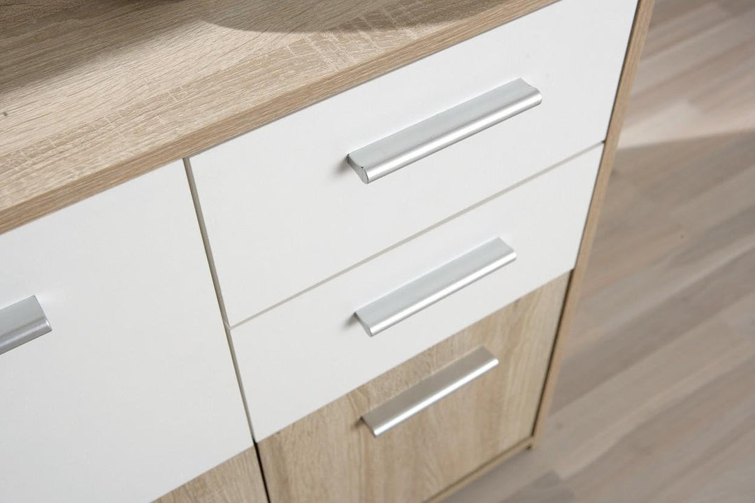 Inter Link – Kommode – Sideboard - Kommode mit 3 Türen und 2 Schubladen – 2 Farbig – Melaminbeschich