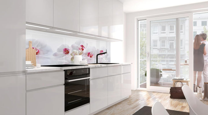 StickerProfis Küchenrückwand selbstklebend Glasoptik ausgeführt - ORCHIDEEN Ensemble - 1.8mm, Verste