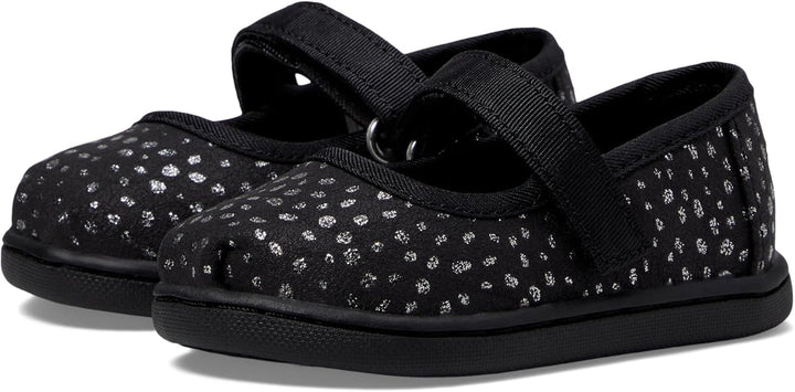 TOMS Mädchen Tiny Mary Jane Sneaker 19.5 EU Black Foil Dot Microfiber, 19.5 EU Black Foil Dot Microf