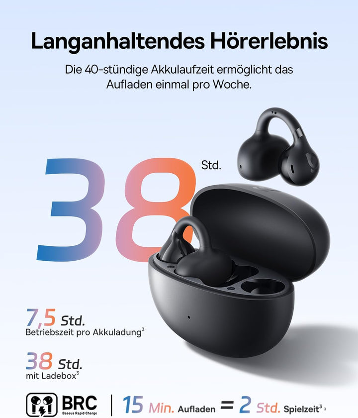 Baseus BC1 Open Ear Kopfhörer, Ohrclip mit Beeindruckender Klang, Adaptiver Bassverstärkung, Bluetoo