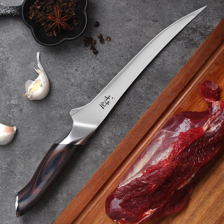 Filetiermesser 20cm, Scharfes Ausbeinmesser, VG-10 Superstahl zum Schneiden von Fleisch und Hühnchen