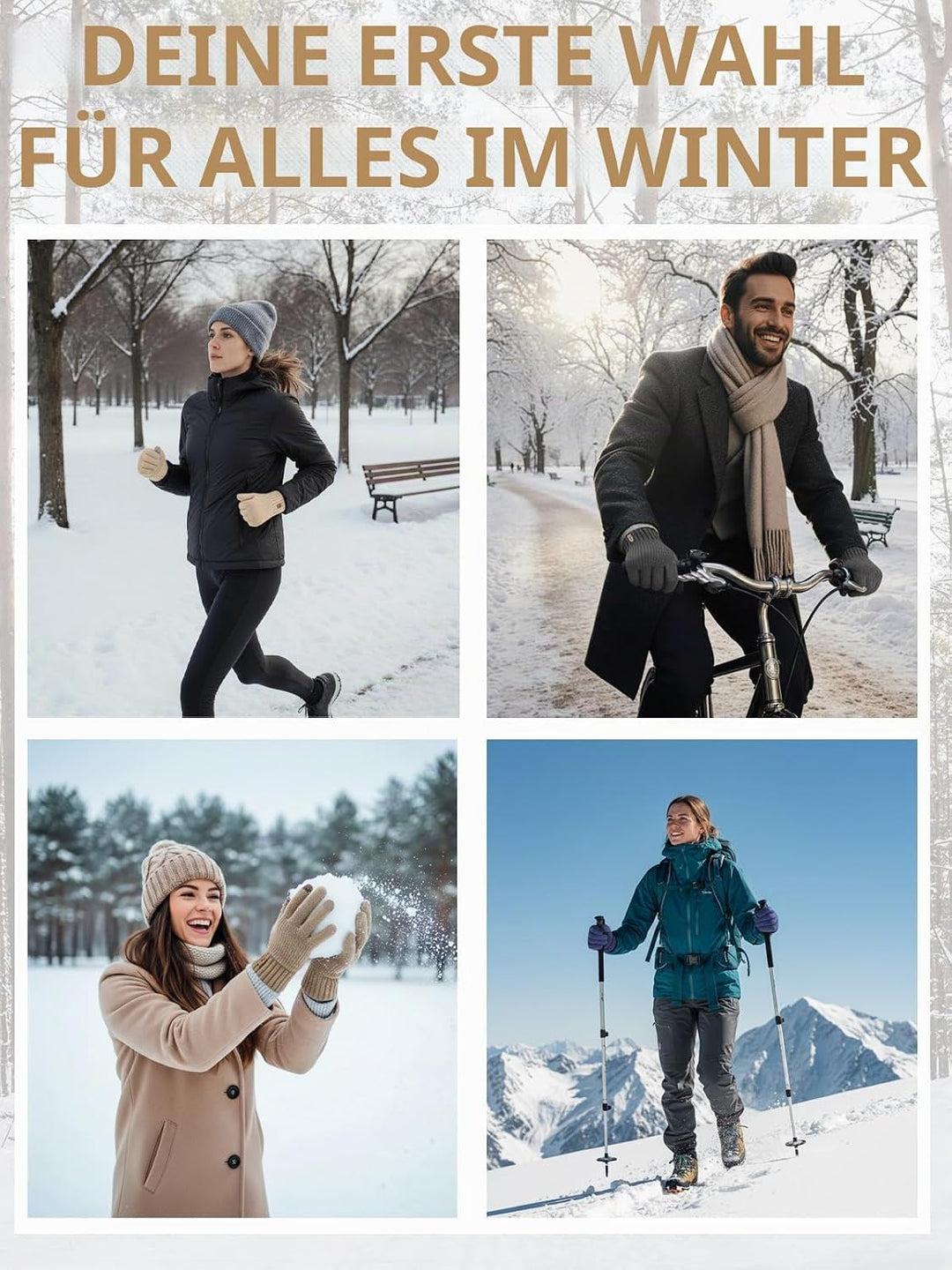 Winterhandschuhe für Damen Herren Touchscreen Thermohandschuhe mit Warme Fleecefutter für Kaltes Wet
